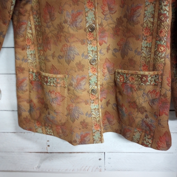 Coldwater Creek Women's Large Tapestry Brocade Jacket Blazer Floral Cottagecore. - Picture 9 of 12